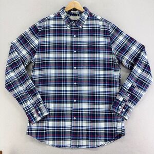 Hawker Rye Oxford Stretch Slim‎ Fit Shirt Men's L Tall Blue Plaid Button Down